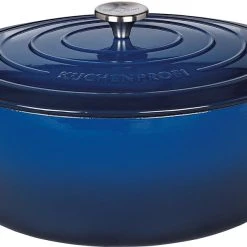 Küchenprofi Bratentopf Oval Aus Gusseisen In Ocean Blue