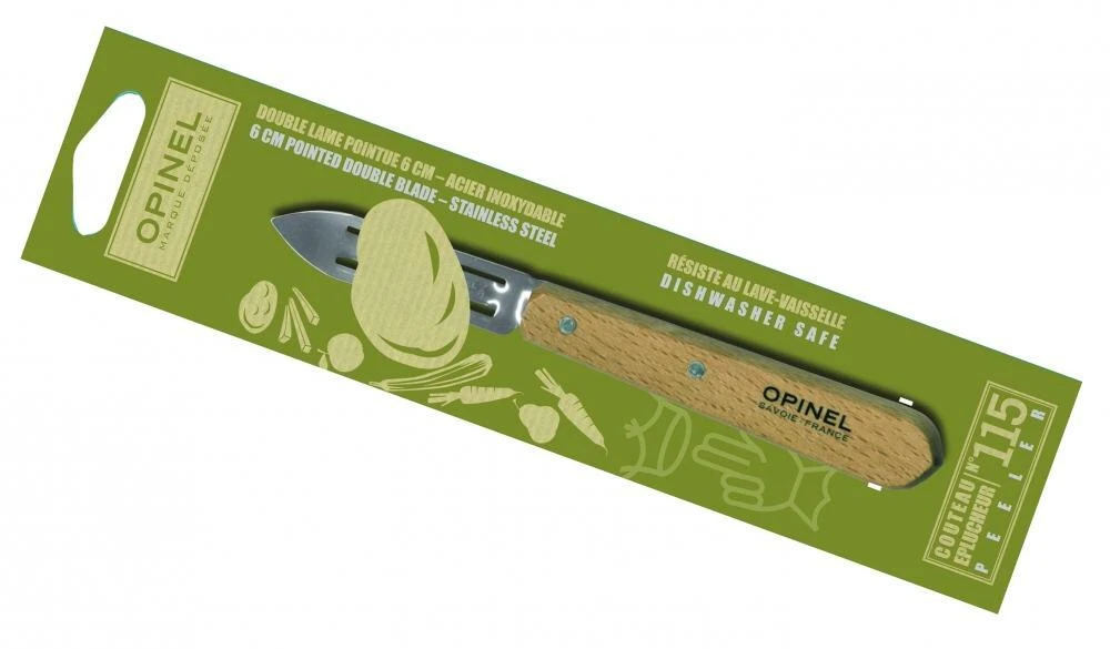 Opinel Schälmesser, Doppelte Klinge, Edelstahl, Buchenholz 4 Opinel Schälmesser, Doppelte Klinge, Edelstahl, Buchenholz – Bild 2