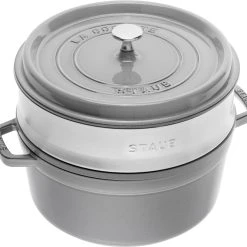 Staub Cocotte Rund Aus Gusseisen Mit Dämpfeinsatz In Graphitgrau