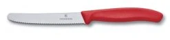 Victorinox SwissClassic Tomaten- Und Wurstmesser Mit Wellenschliff, 11 Cm, Rot