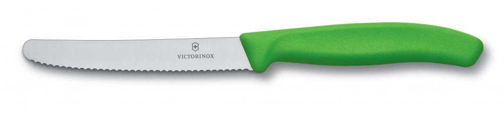 Victorinox SwissClassic Tomaten- Und Wurstmesser Mit Wellenschliff, 11 Cm, Grün 3 Victorinox SwissClassic Tomaten- Und Wurstmesser Mit Wellenschliff, 11 Cm, Grün