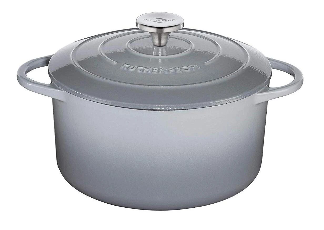Küchenprofi Bratentopf Rund Aus Gusseisen Provence In Grau 3 Küchenprofi Bratentopf Rund Aus Gusseisen Provence In Grau